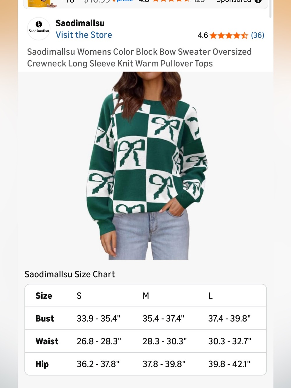 Green & White Bow-Print Crewneck Sweater